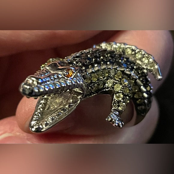 Alligator Ring in Silver with Stones Size 5 NWOT - Picture 2 of 8